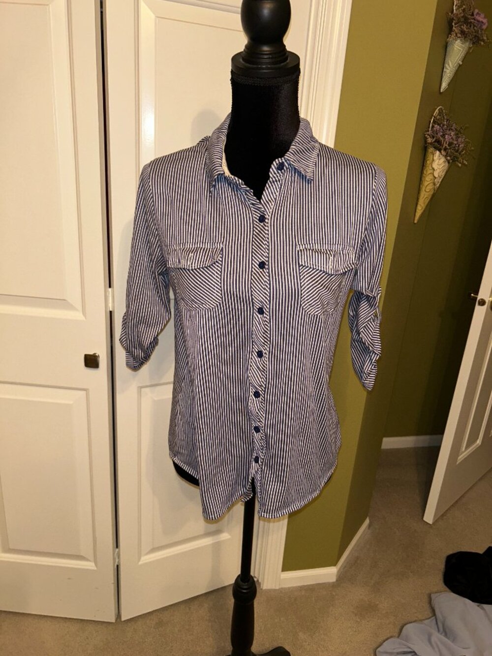 Long Sleeve Striped Button-Up Shirt